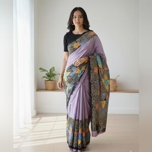 Women Pure Silk Hand Batik Handloom Saree Party Festive